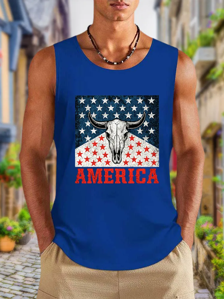 Men'S America Round-Necked Sleeveless Vest