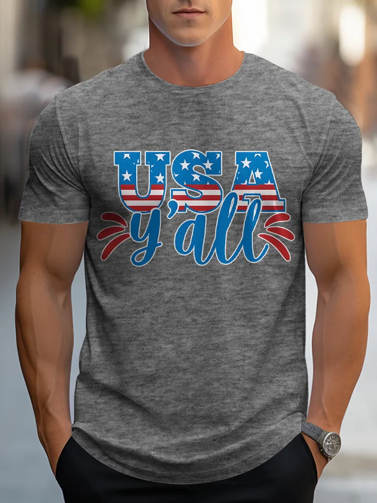 Man'S USA Y'All Round-Neck Short-Sleeved T-Shirt