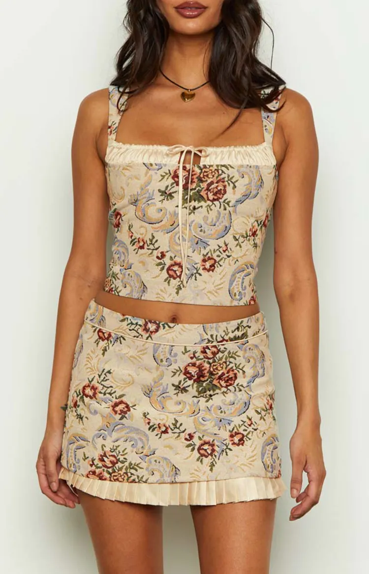 Floral Print Cropped Camisole Top