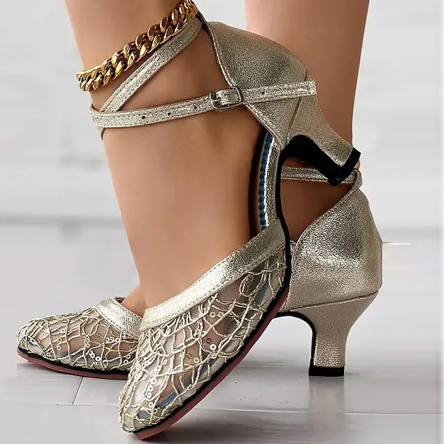 Women's Heels Wedding Shoes Sandals Sexy Shoes Stilettos Comfort Shoes Outdoor Daily Summer Sequin Low Heel Pointed Toe Fashion Elegant Sexy Mesh Cross Strap Solid Color Black 5.5cm Black 3.5cm Blue