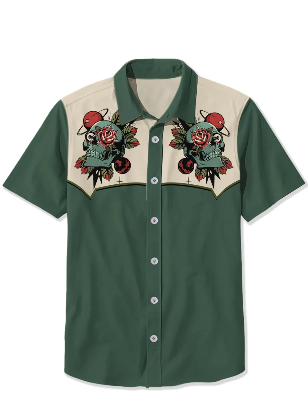 Vintage Skull Flowers And Planet Shirt