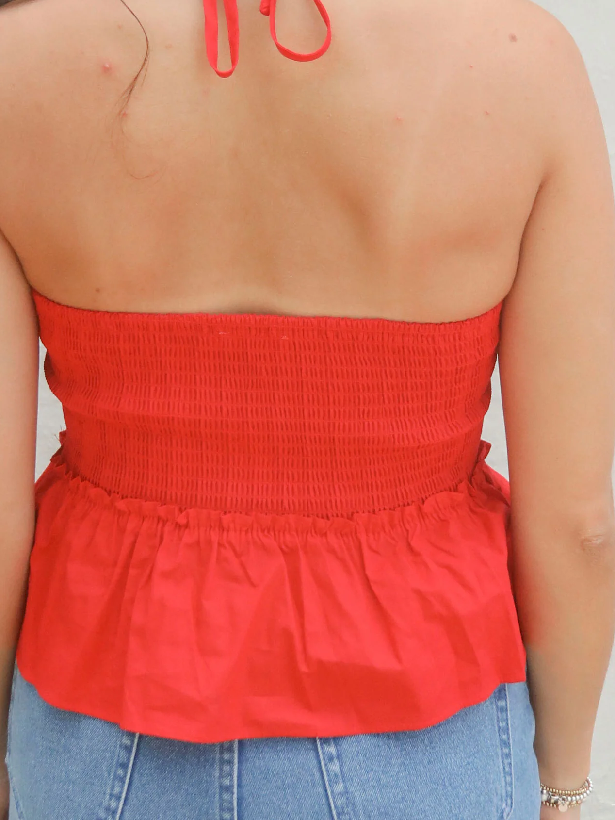 Halter Neck Ruched Peplum Top