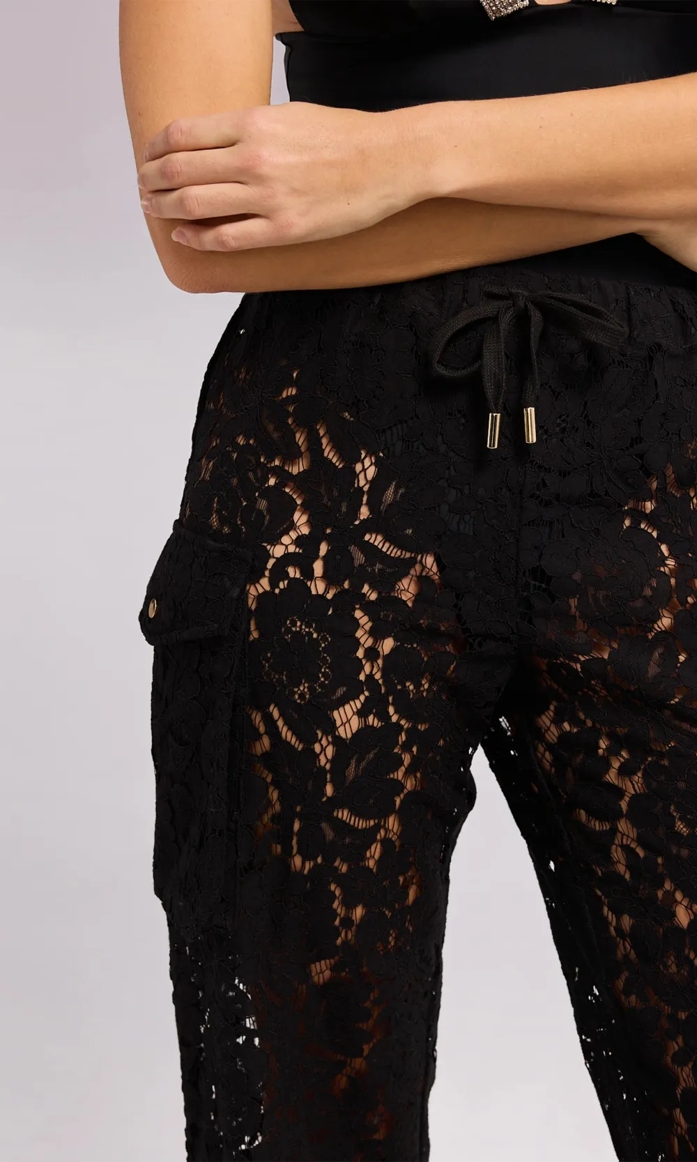 Black Lace Cargo Pant