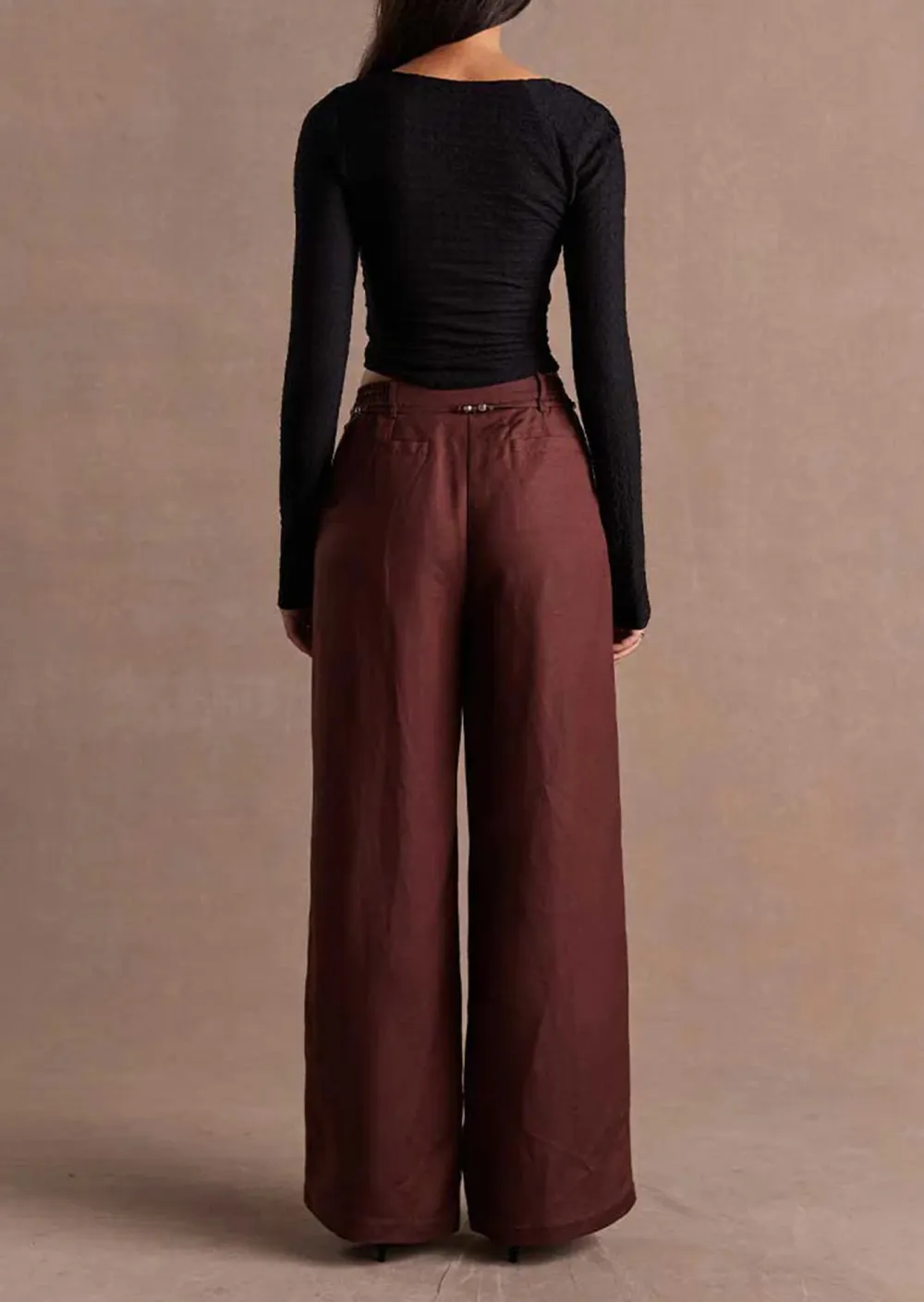 Black Cropped One Shoulder Long Sleeve Top