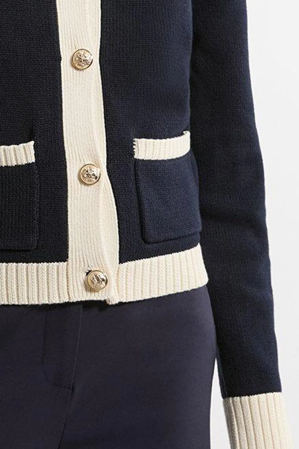 Cotton Cropped Knit Boxy Cardigan