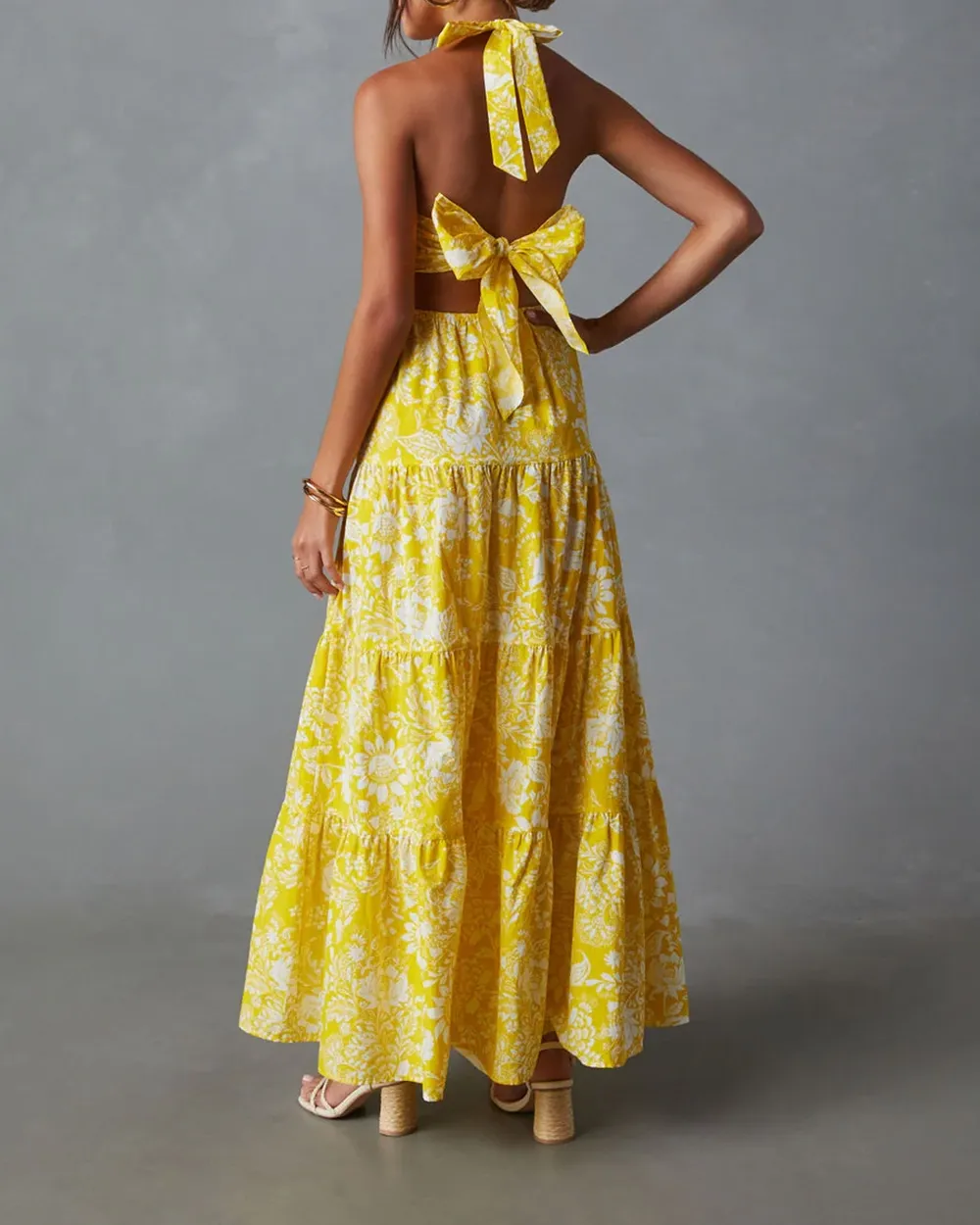 Halter Neck Tiered Maxi Dress