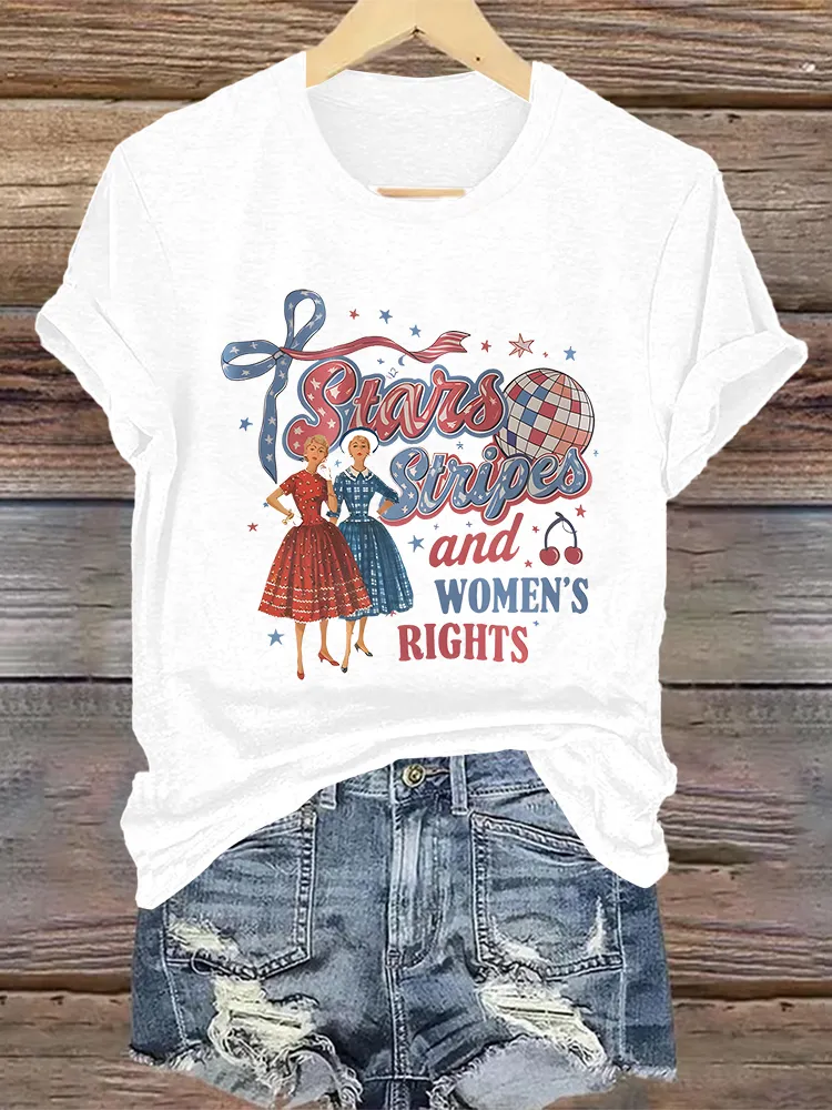 Woman'S Stars Stripes And Women'S Right Crew Neck Short Sleeve T-Shirt
