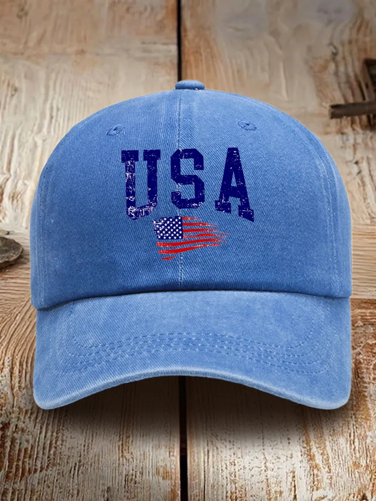 USA Print Washed Baseball Cap