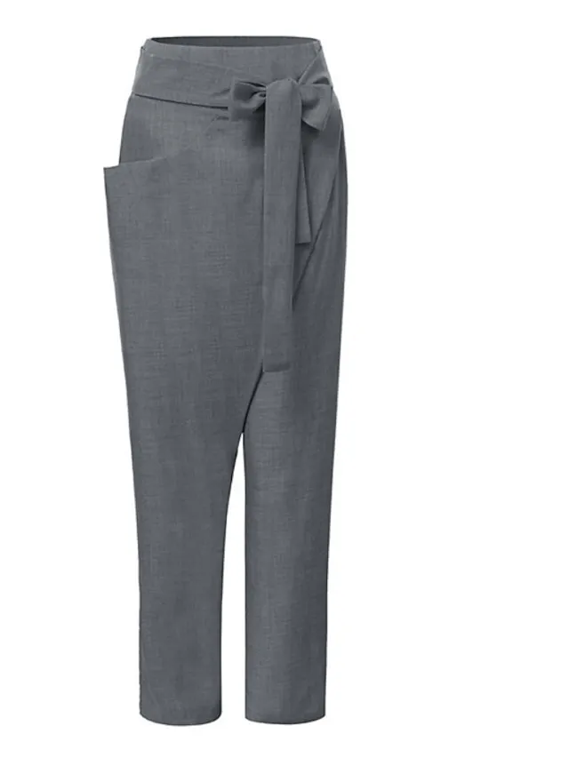 Women's Dress Pants Ankle-Length Cotton Blend Mid Waist Streetwear Casual Work Daily Black Navy Blue S M Fall & Winter