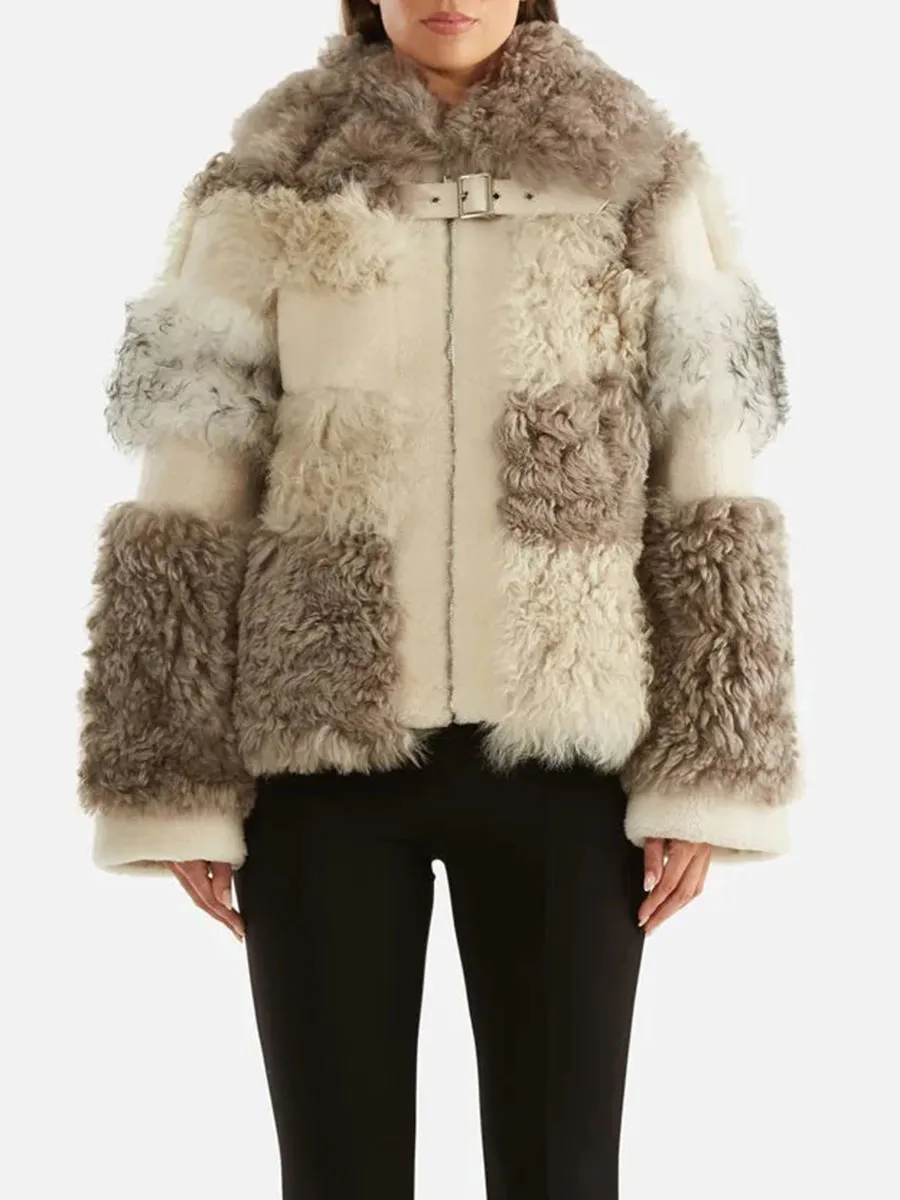 Furry Patchwork Shearling Jacket