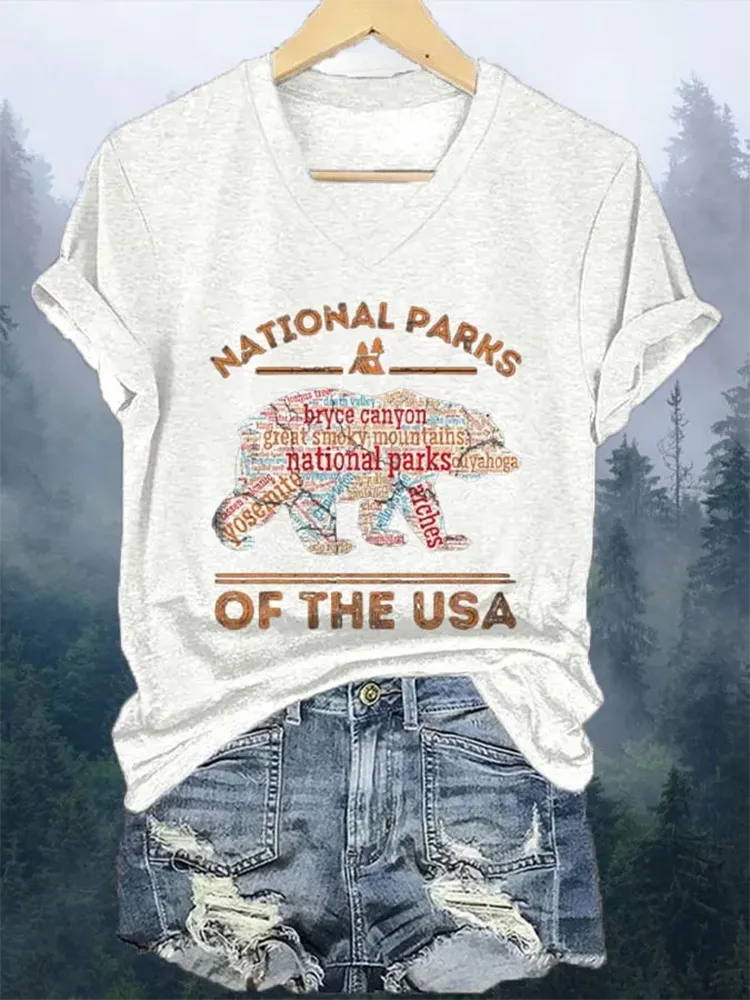 Women'S National Parks Print V-Neck T-Shirt