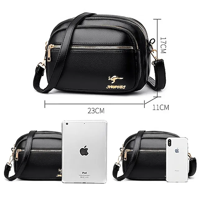 Women's Crossbody Bag Shoulder Bag Dome Bag PU Leather Shopping Daily Zipper Large Capacity Waterproof Lightweight Solid Color Black Red Purple