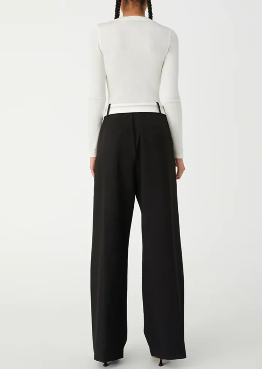 Black Patchwork Suit Trousers