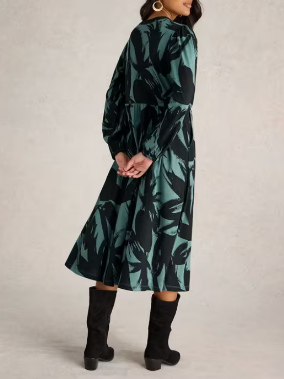 Jersey Dress In Green Print