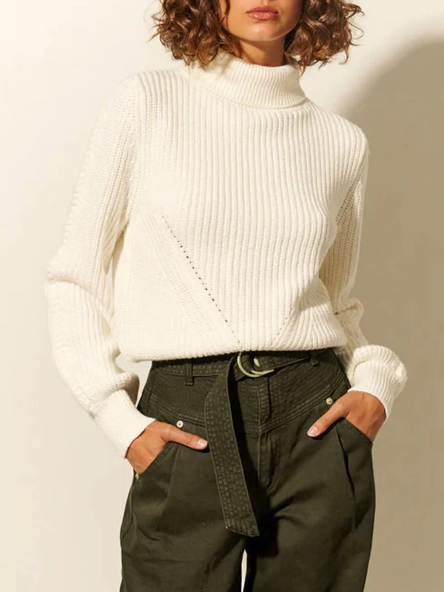 Mock Neck Ribbed Knit Sweater