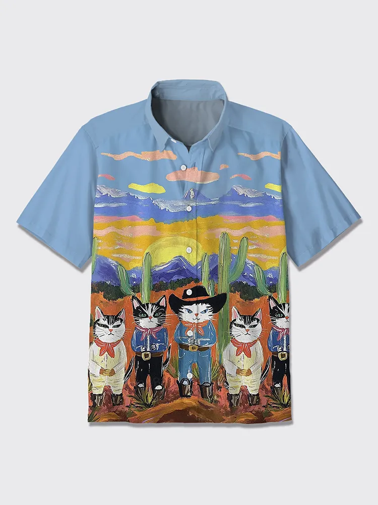 Cowboy Cat Button Up Shirt