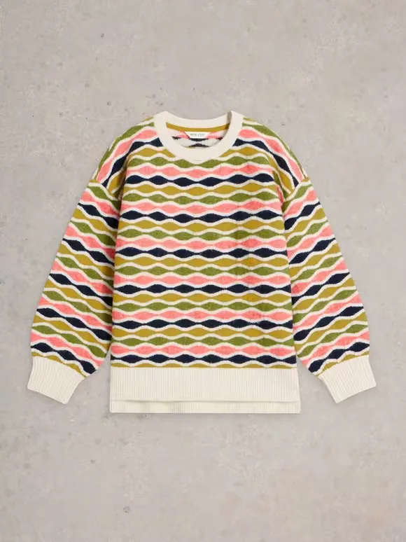 Crew Neck Art Graphic Jumper