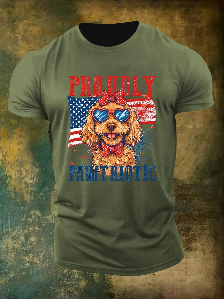 Men'S Proudly Pawtriotic Round-Neck T-Shirt