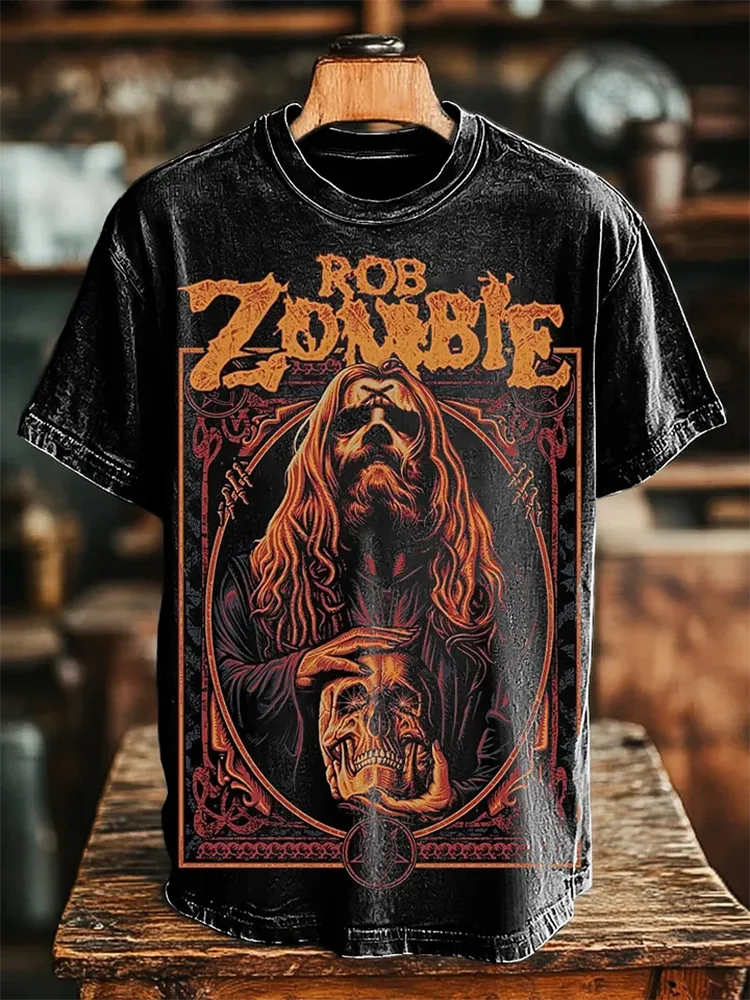 Women'S Rob Zombie Round Neck Washed Short Sleeve T-Shirt