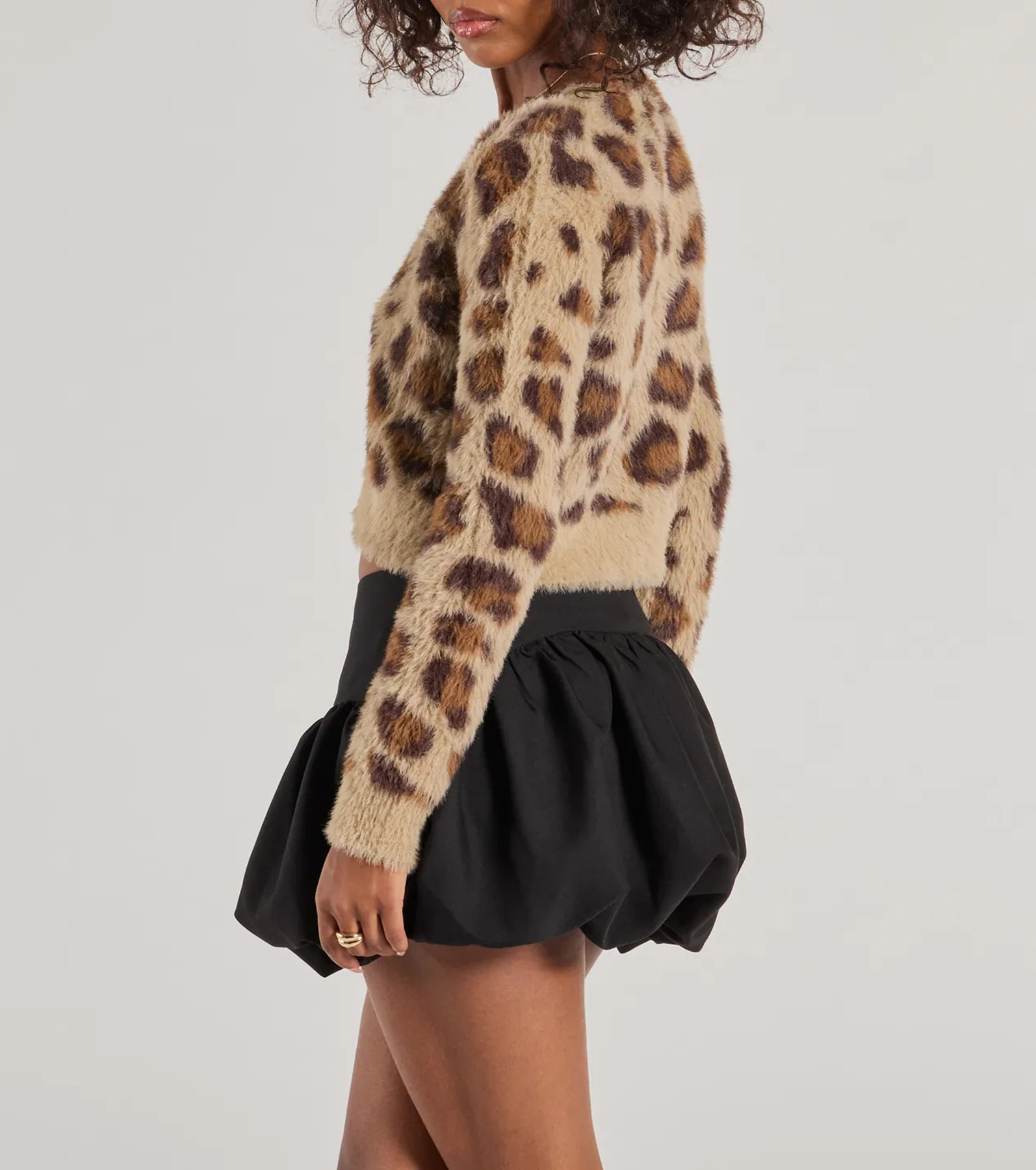 So Fierce Leopard Print Eyelash Knit Cropped Cardigan