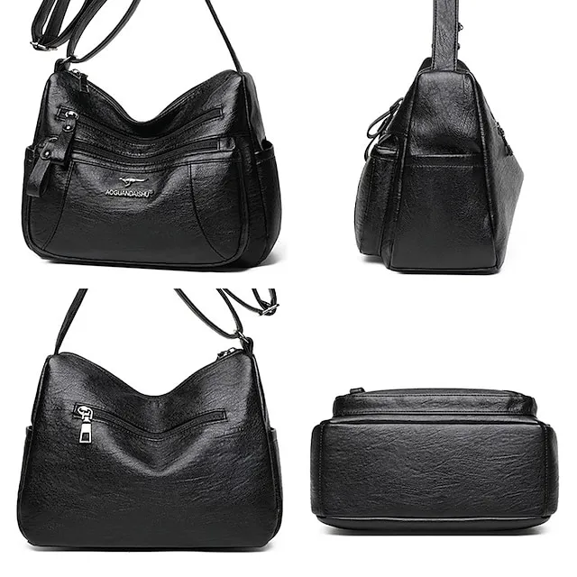 Women's Crossbody Bag Shoulder Bag Hobo Bag PU Leather Outdoor Daily Holiday Zipper Large Capacity Waterproof Lightweight Solid Color 1077 brown 1077 purple 1077 red