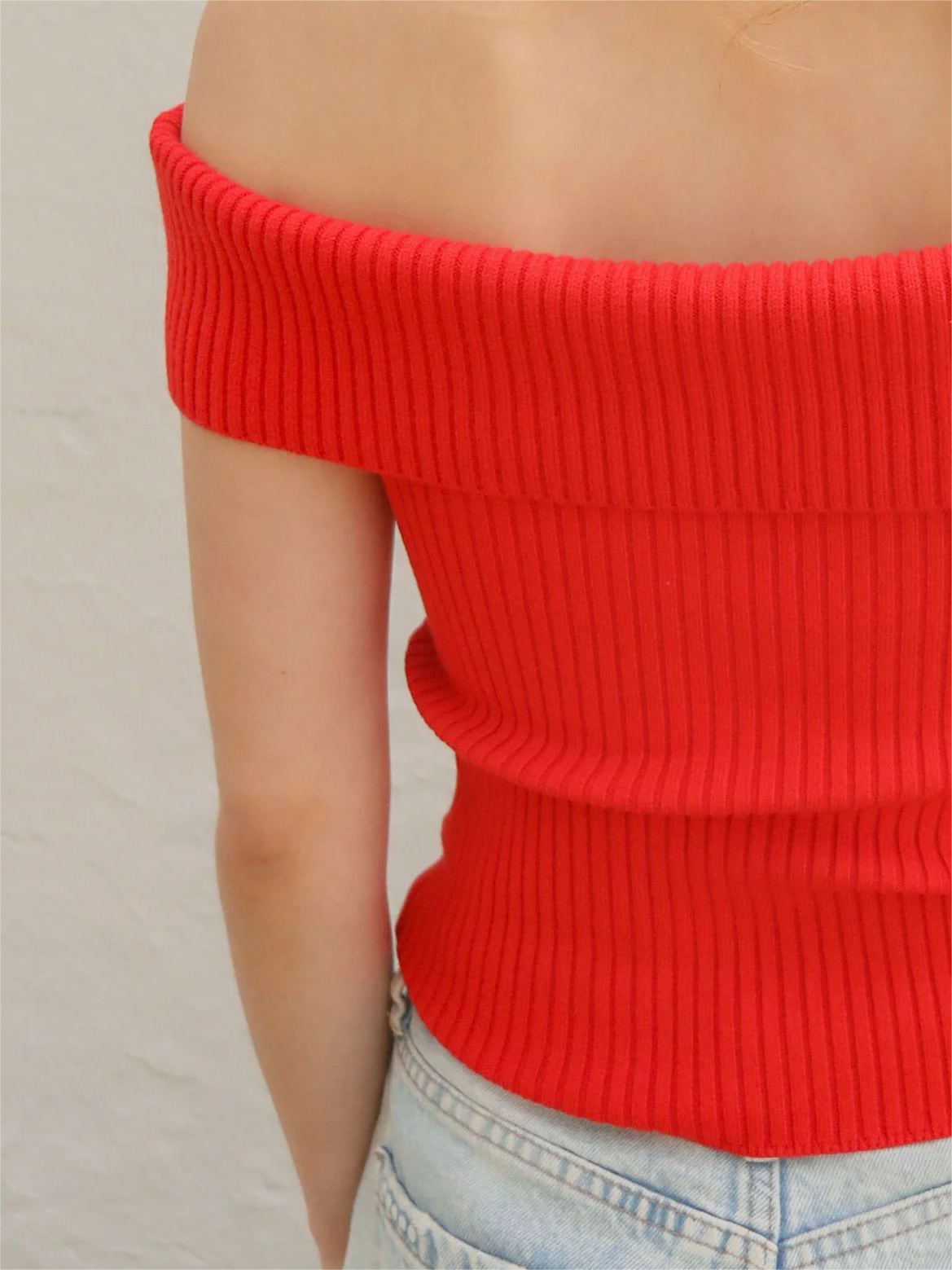 Off Shoulder Cut Out Knit Top