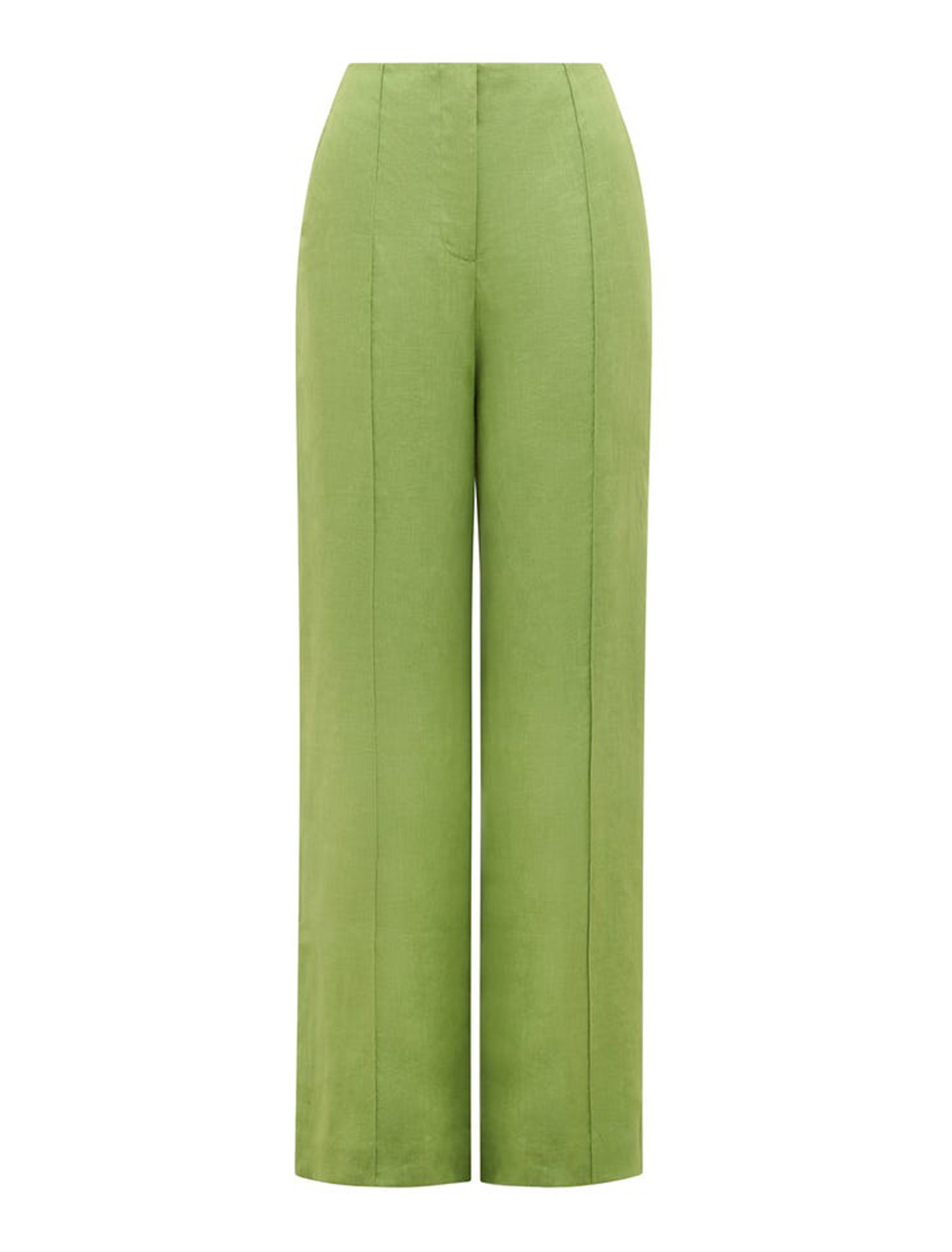 Green Linen Wide-Leg Pants