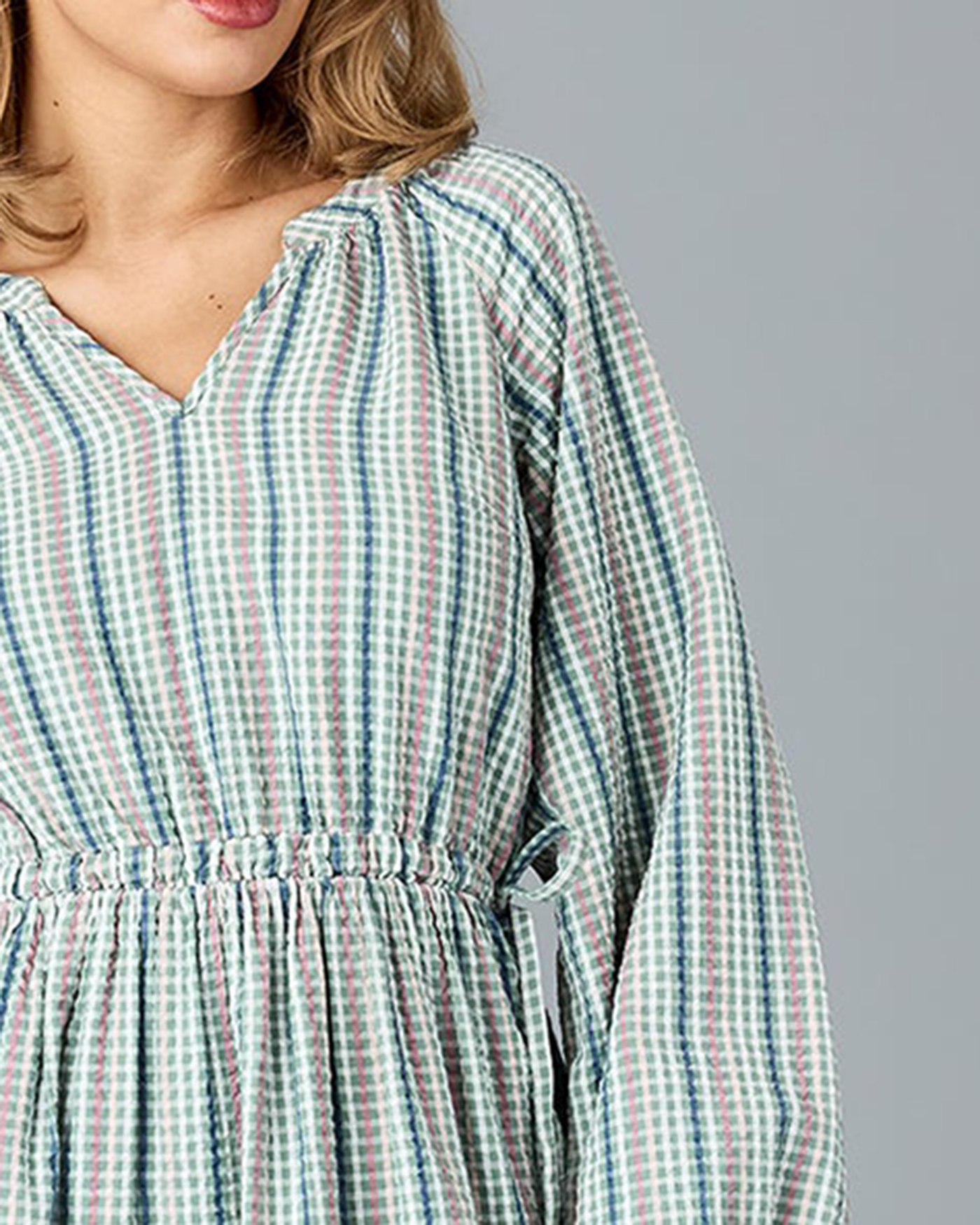 Light Colored Checkered Dress