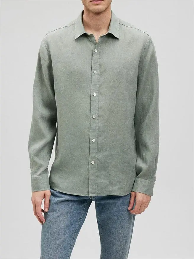 Olive Green Casual Men's Shirt