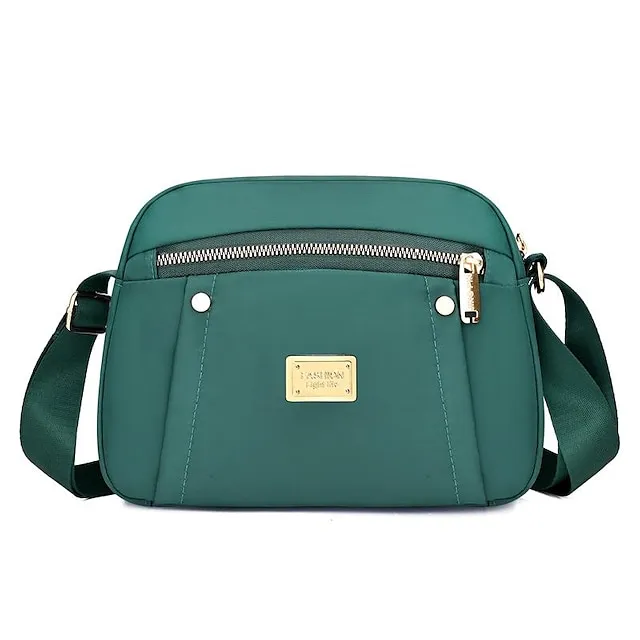 Women's Crossbody Bag Shoulder Bag Dome Bag Oxford Cloth Outdoor Daily Rivet Zipper Large Capacity Waterproof Lightweight Solid Color Light Blue Black Pink