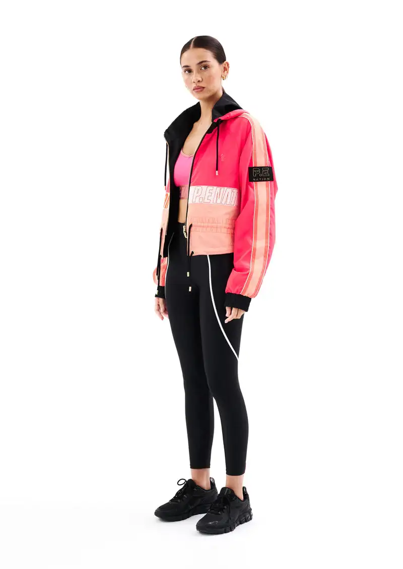 Cropped Color Blocked Hooded Jacket