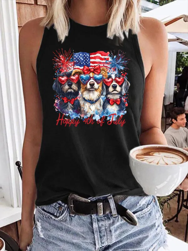 Women'S Happy 4Th Of July Round-Neck Vest