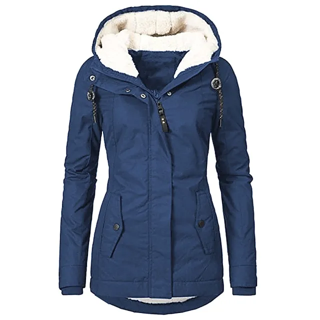 Women's Parka Street Fall Winter Puffer Jacket Long Coat Windproof Warm 3 in 1 Loose Casual Sports Jacket Long Sleeve Solid Color Zipper Purple Blushing Pink Waterpoof Daily Wear Down Parkas  Lined