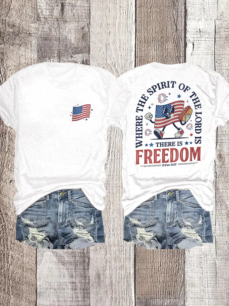 Woman'S Where The Spirit Of The Lord Is There Is Freedom Crew Neck Short Sleeve T-Shirt