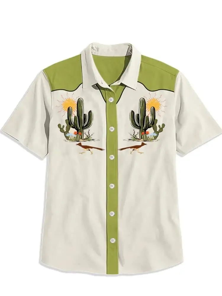 Western Vintage Cactus Short Sleeve Shirt