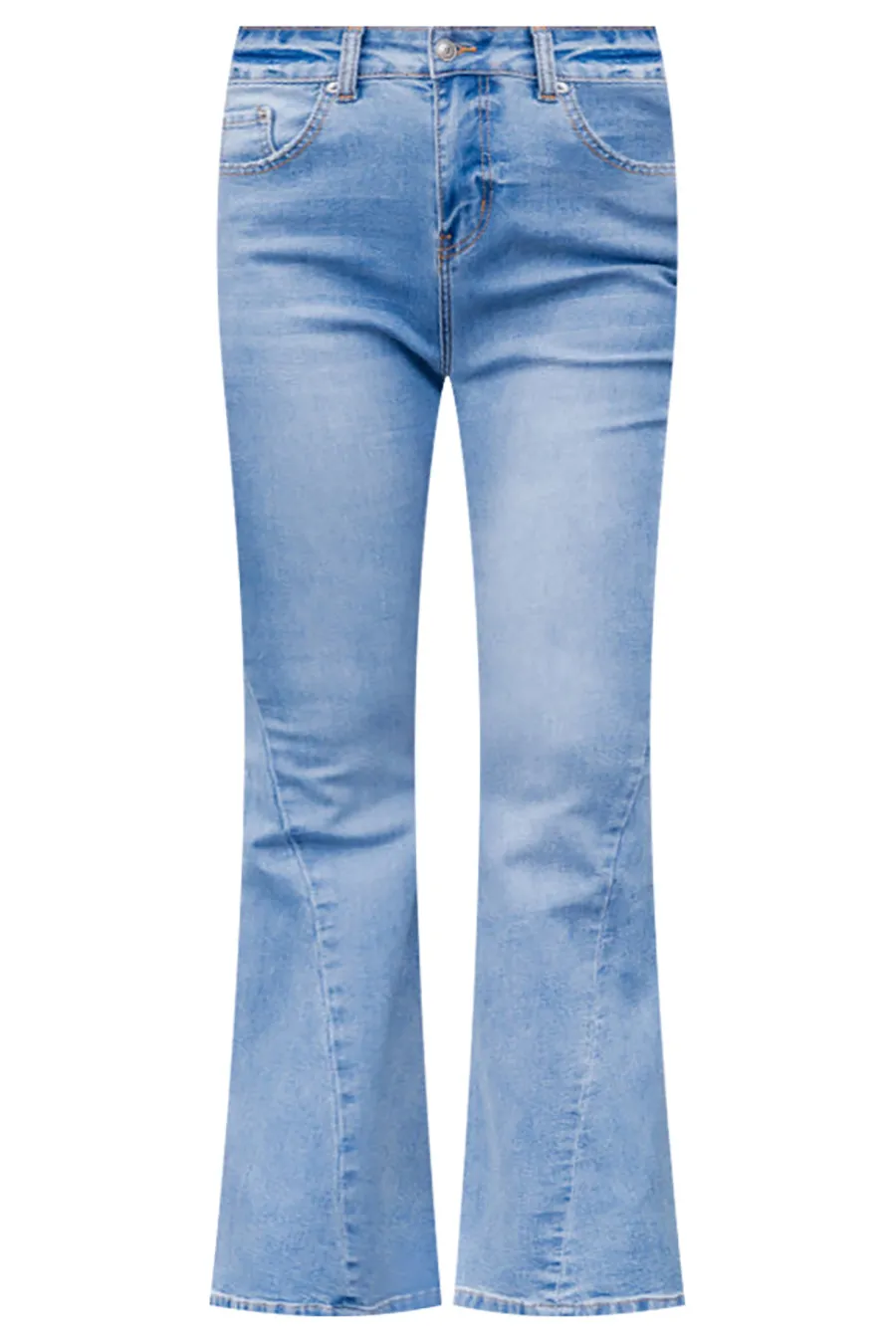 Medium Wash Seam Detail Flare Jeans