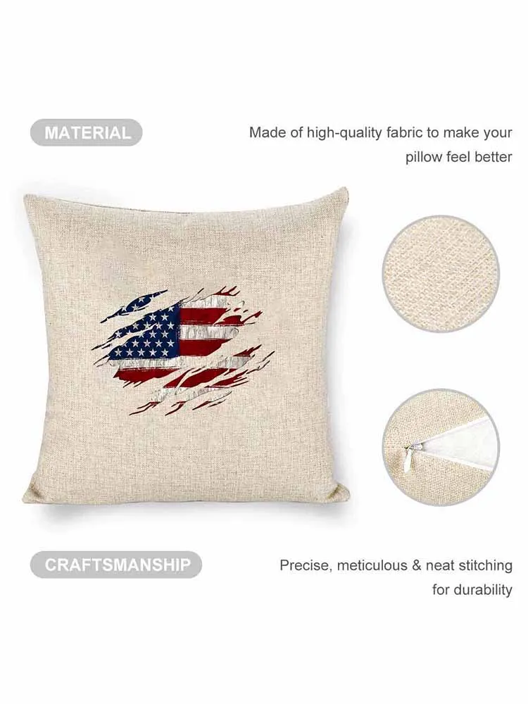 Linen Throw Pillow With National Flag Print Throw Pillow