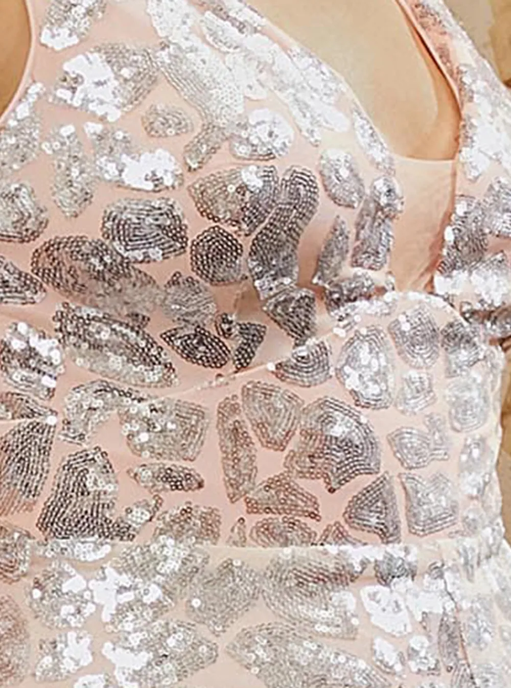 Plus Size V-Neck Backless Sleeveless Sequin Jumpsuits