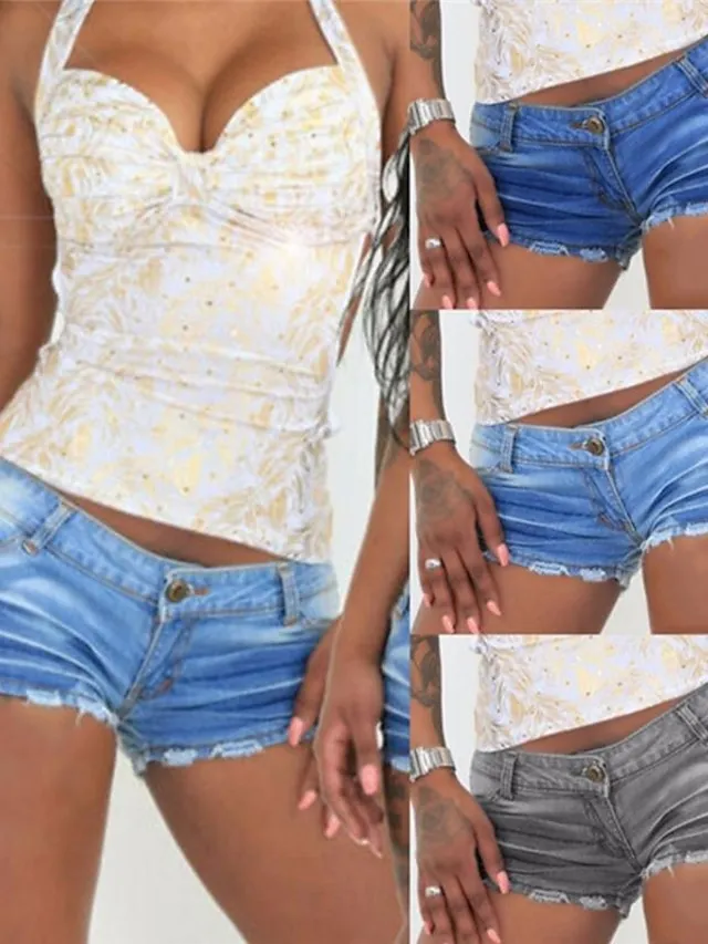 Women's Shorts Jeans Denim Light Blue Dark Blue Grey Casual Casual Daily Pocket Short Outdoor Solid Colored S M L XL 2XL