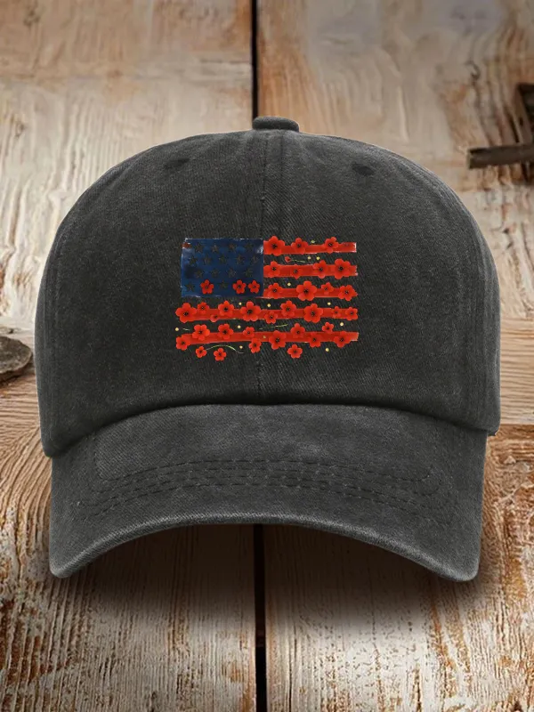 Independence Day Print Washed Baseball Cap