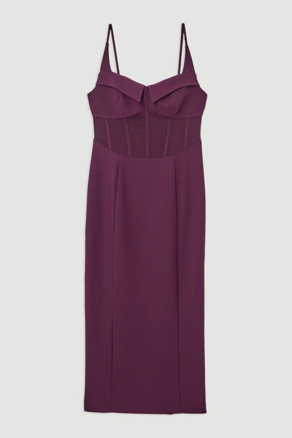 Crepe And Corset Detail Midi Dress