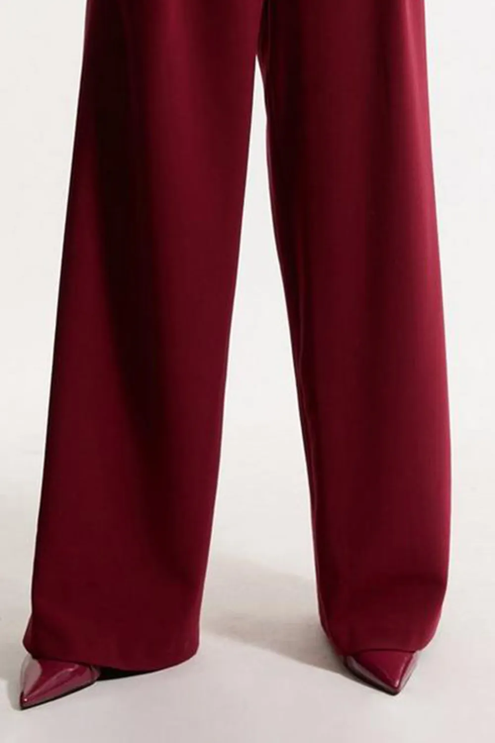 Compact Stretch Essential Tailored High Waist Wide Leg Trouser
