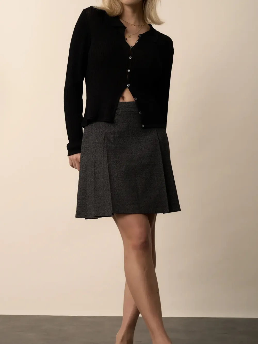 Graphite Marle Pleated Mini Skirt