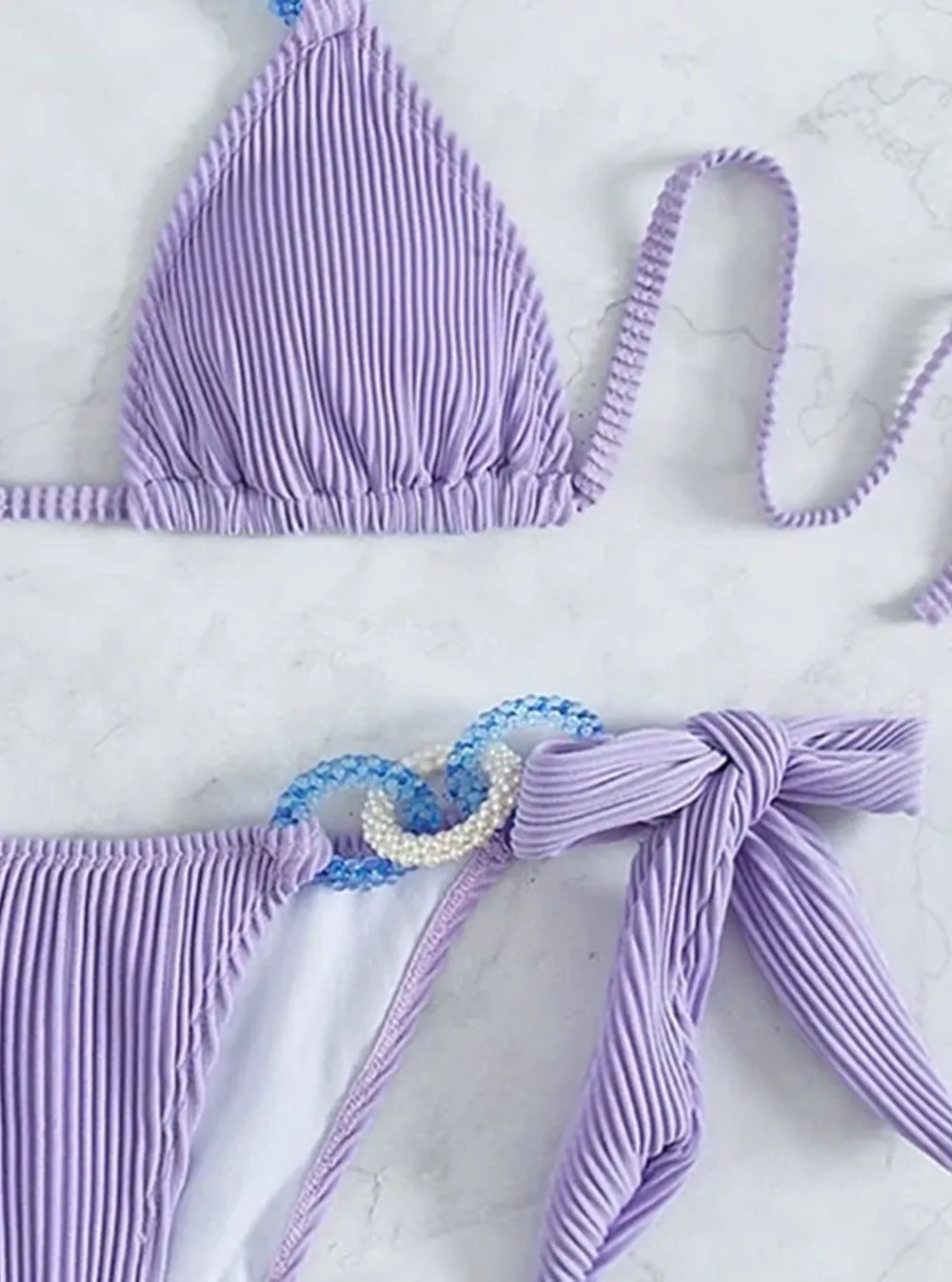 Halter Acrylic Design Side Tie Bikini