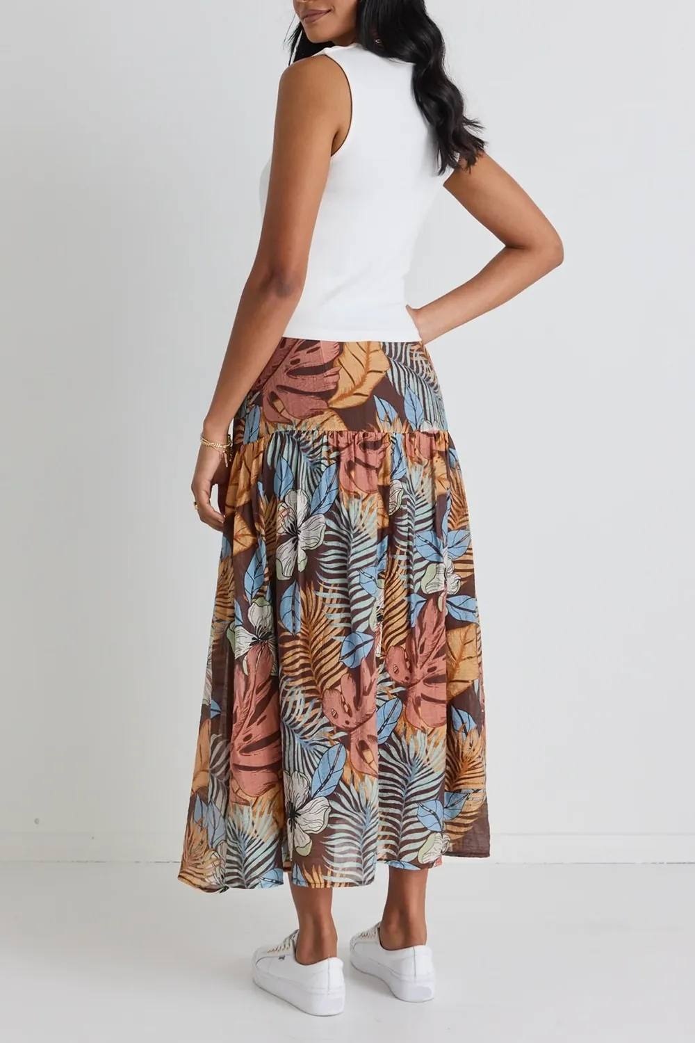 Floral Print Large Hem Vacation Skirt