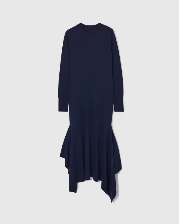 Wool Long Sleeve Midi Dress