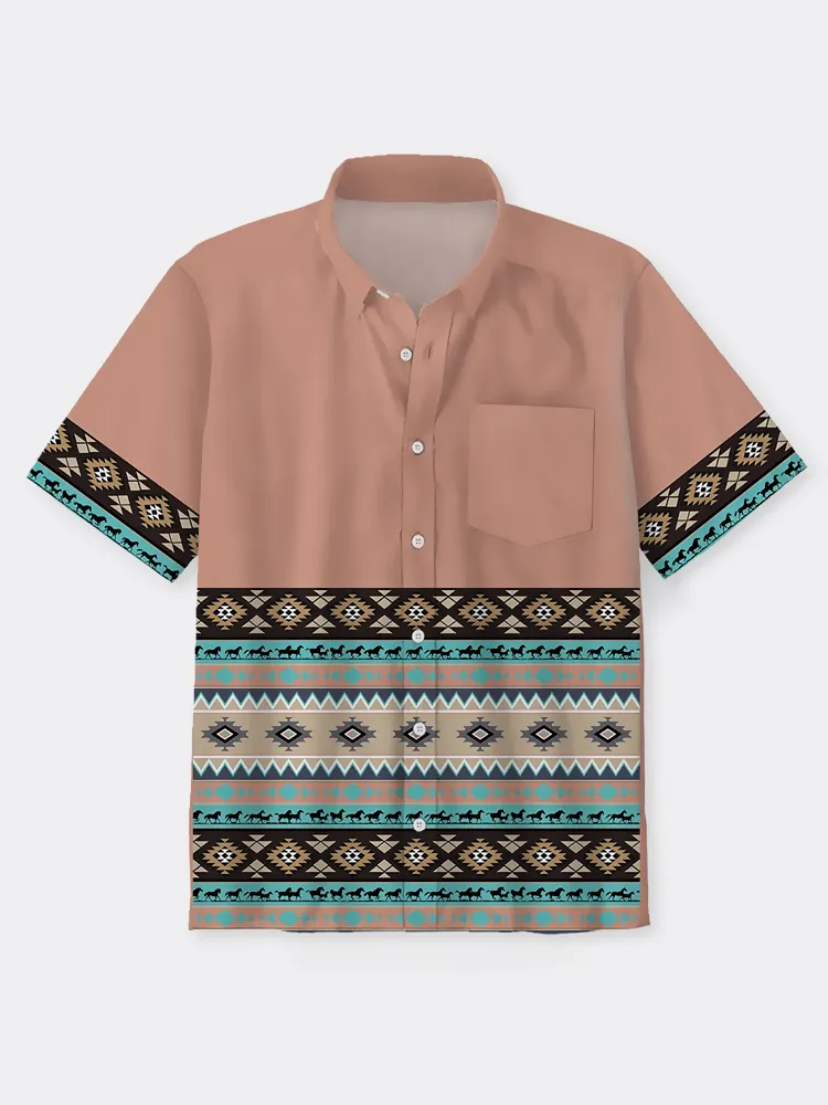 Aztec Pattern Design Button Up Shirt