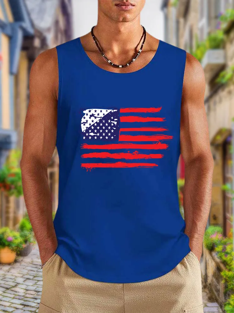Men'S National Flag Print Round-Necked Sleeveless Vest