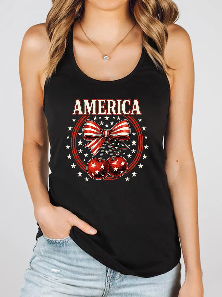 Women'S America Round-Necked Sleeveless Vest