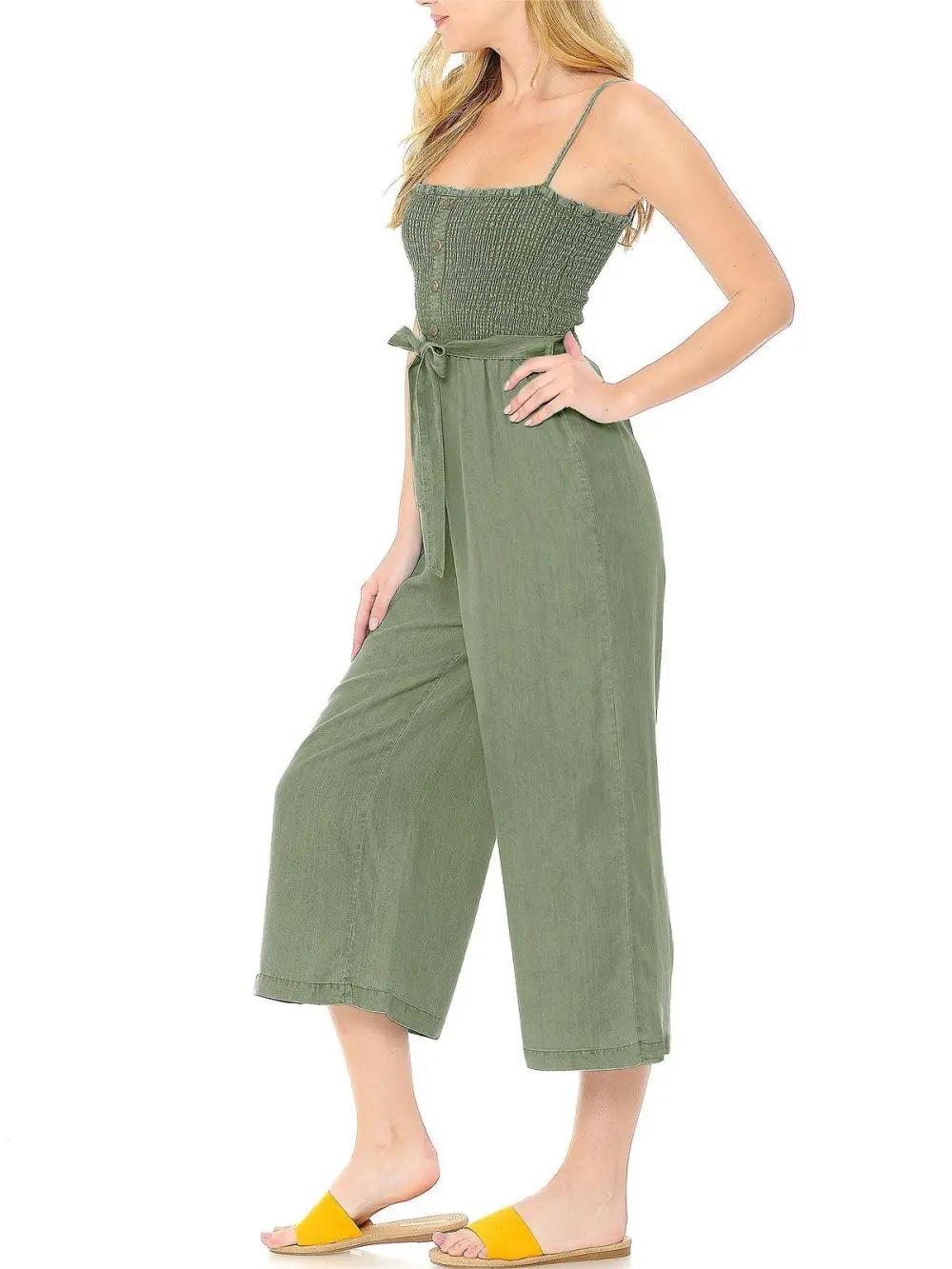Chambray Strapless Culotte Jumpsuit